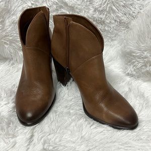 Brown leather booties